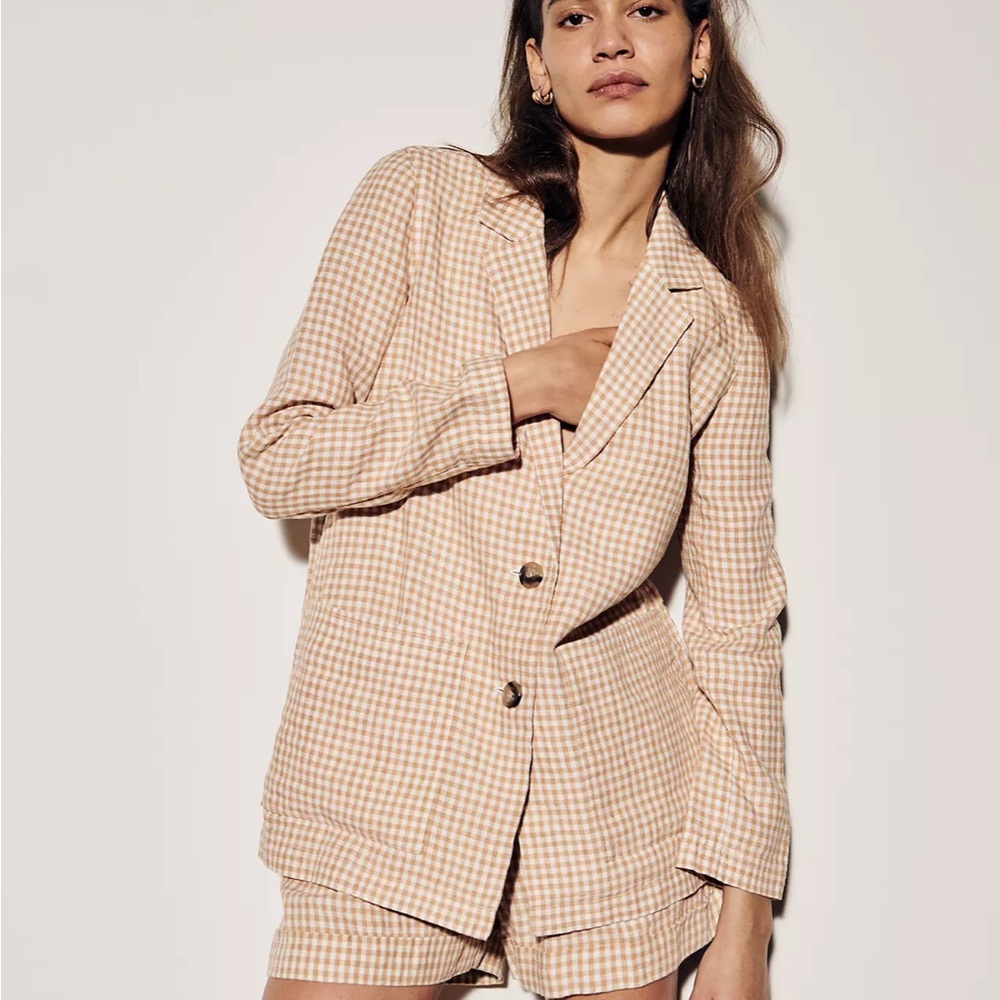 Madewell Linen Dorset Blazer in Gingham Check 11443
